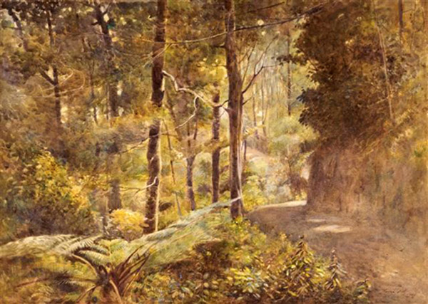 Mabel Hill, Through the forest, Akatawara, watercolour 2 UHPC1-19